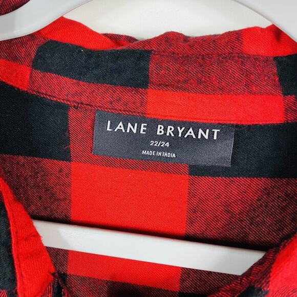 Lane Bryant Size 22 24 Buffalo Plaid Relaxed Button-Front Plaid Boyfriend Shirt - Picture 5 of 6
